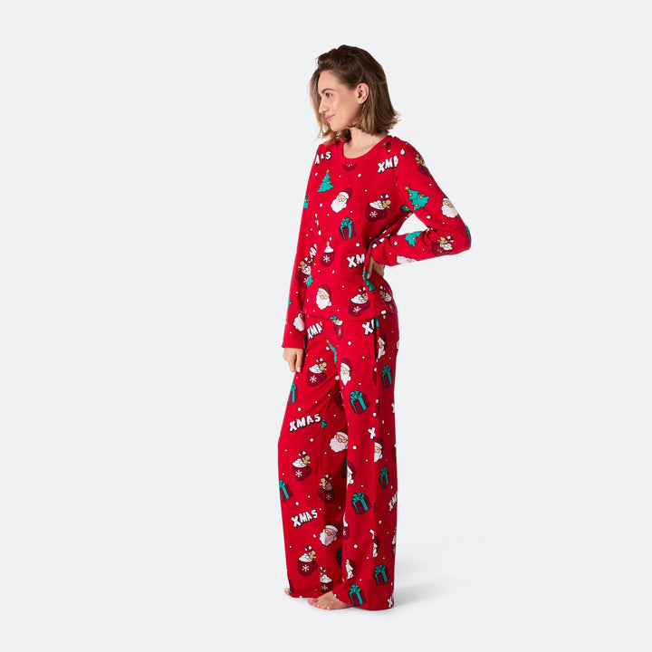 Roter Xmas Weihnachtspyjama Damen