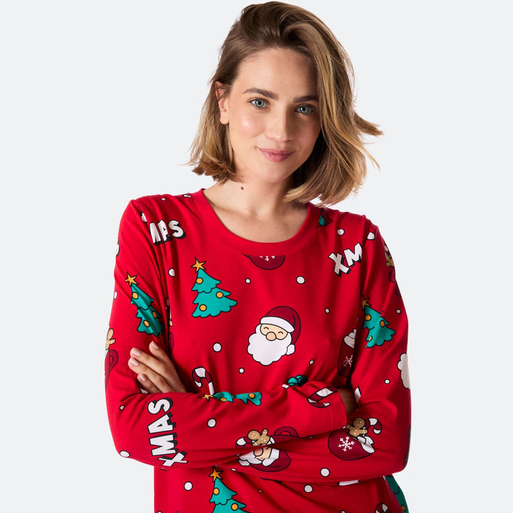 Roter Xmas Weihnachtspyjama Damen