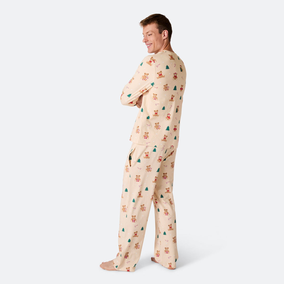 Beiger Teddybär Weihnachtspyjama Herren