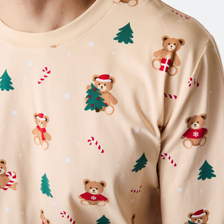 Beiger Teddybär Weihnachtspyjama Herren