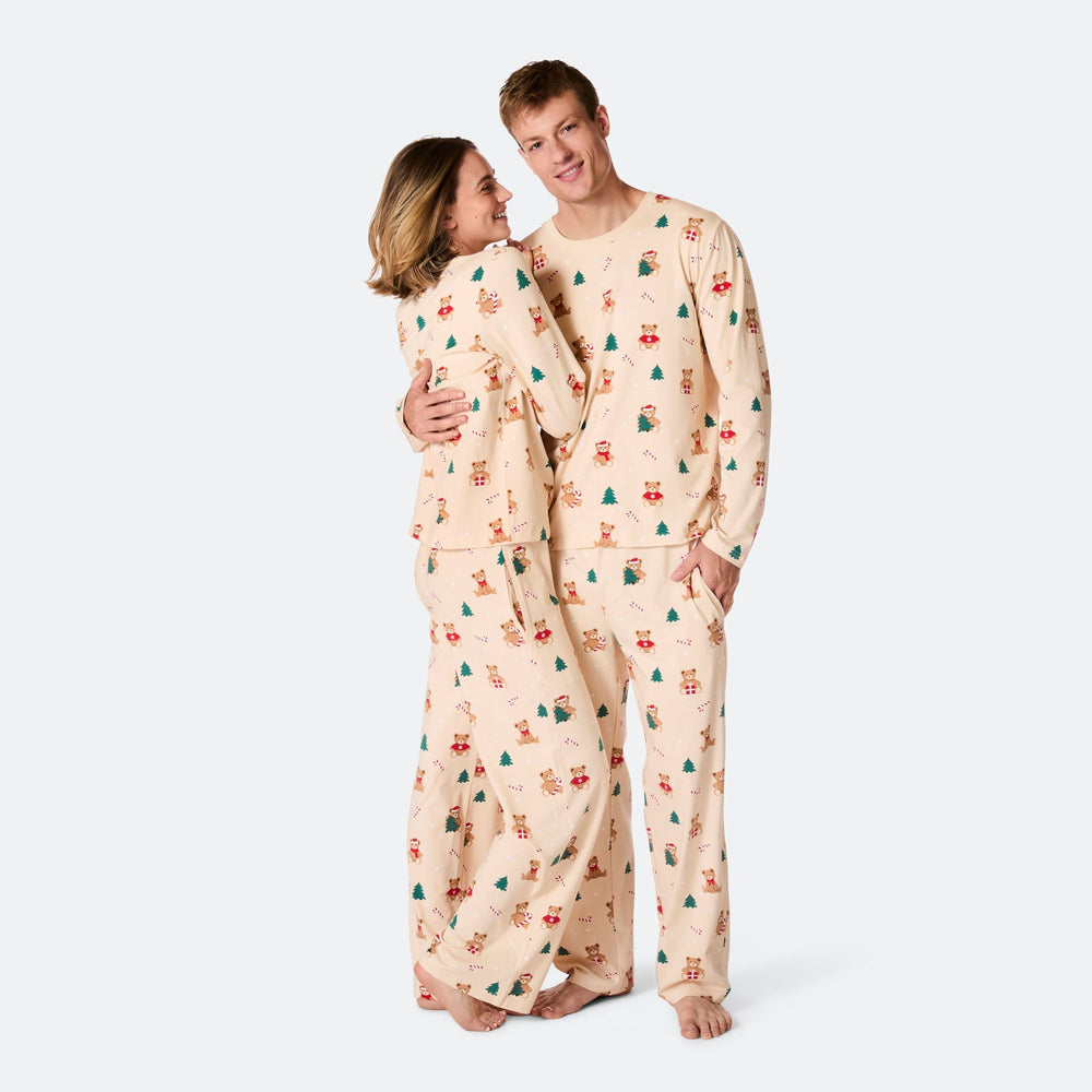 Beiger Teddybär Weihnachtspyjama Herren