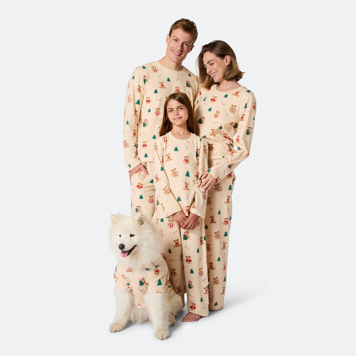 Beiger Teddybär Weihnachtspyjama Damen