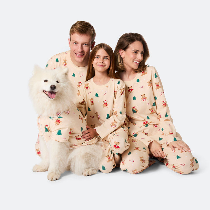 Beiger Teddybär Weihnachtspyjama für Hunde