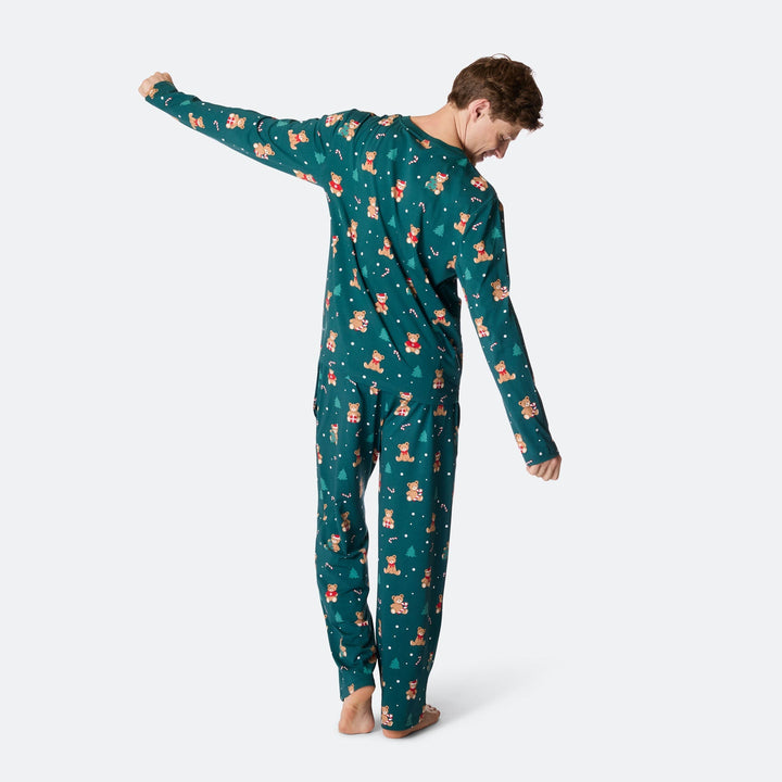 Grüner Teddybär Weihnachtspyjama Herren