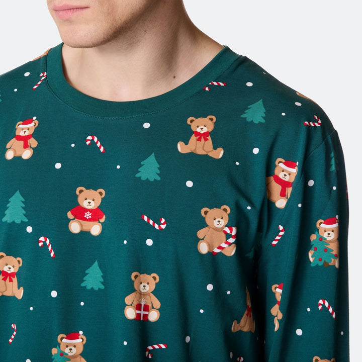 Grüner Teddybär Weihnachtspyjama Herren