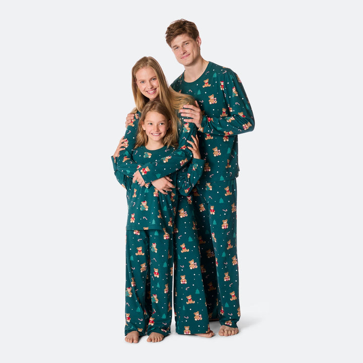 Grüner Teddybär Weihnachtspyjama Herren