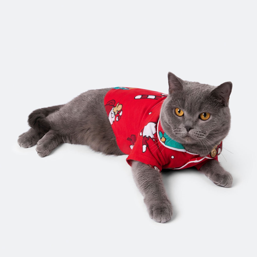 Roter Xmas Weihnachtspyjama für Katzen