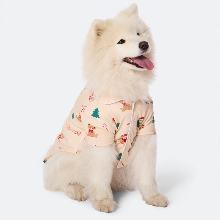 Beiger Teddybär Weihnachtspyjama für Hunde