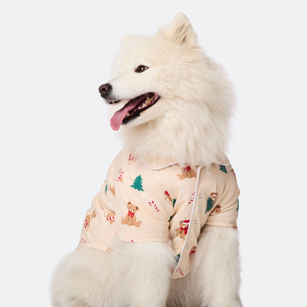Beiger Teddybär Weihnachtspyjama für Hunde