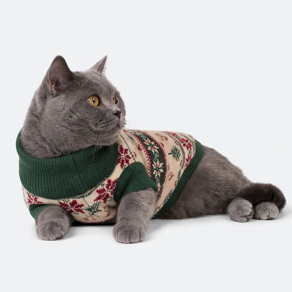 Retro Weihnachtsbaum Weihnachtspullover für Katzen