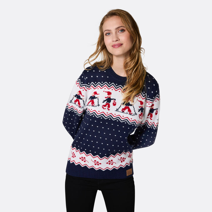 Weihnachtslandschaft Weihnachtspullover Damen