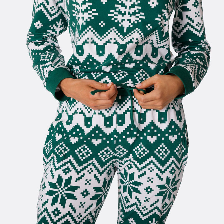 Grüner Winter Strickmuster Weihnachtspyjama Familie