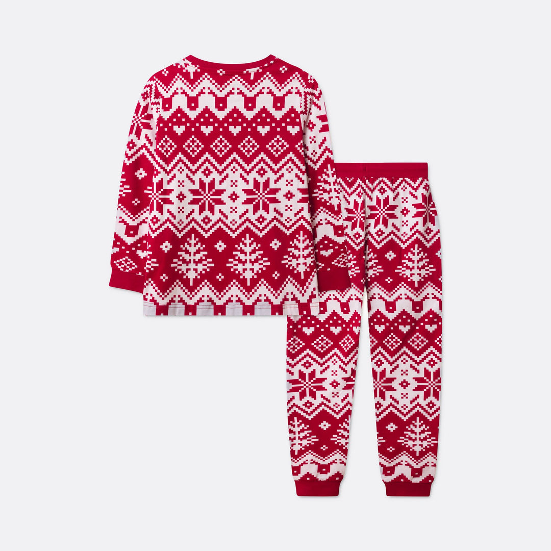 Roter Winter Strickmuster Weihnachtspyjama Kinder