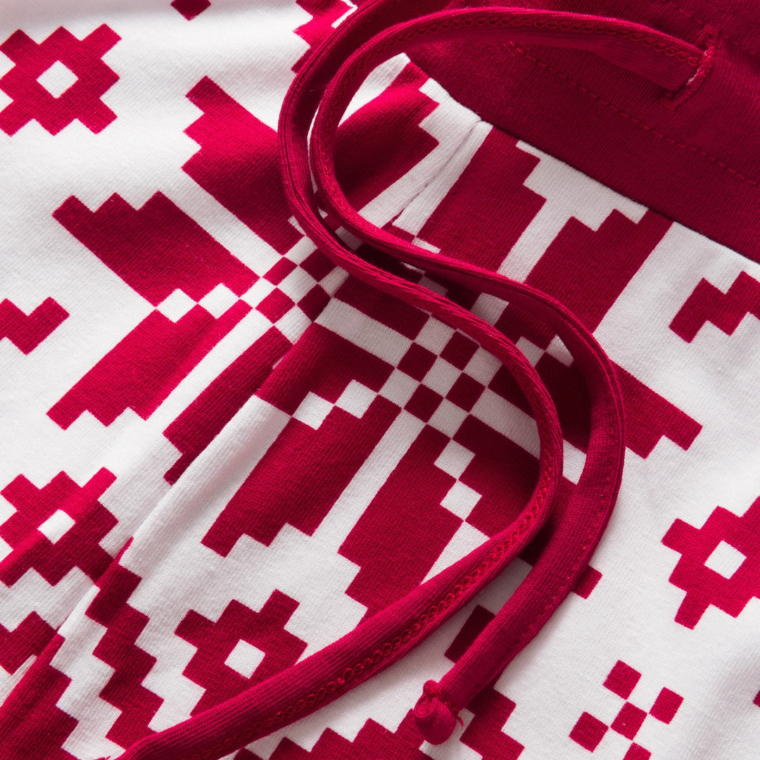 Roter Winter Strickmuster Weihnachtspyjama Familie