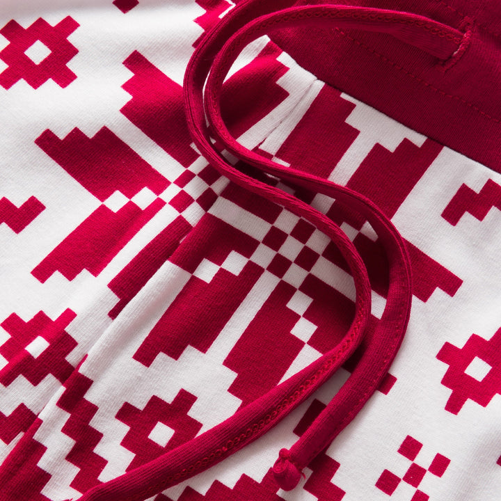 Roter Winter Strickmuster Weihnachtspyjama Familie