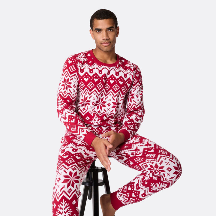 Roter Winter Strickmuster Weihnachtspyjama Familie
