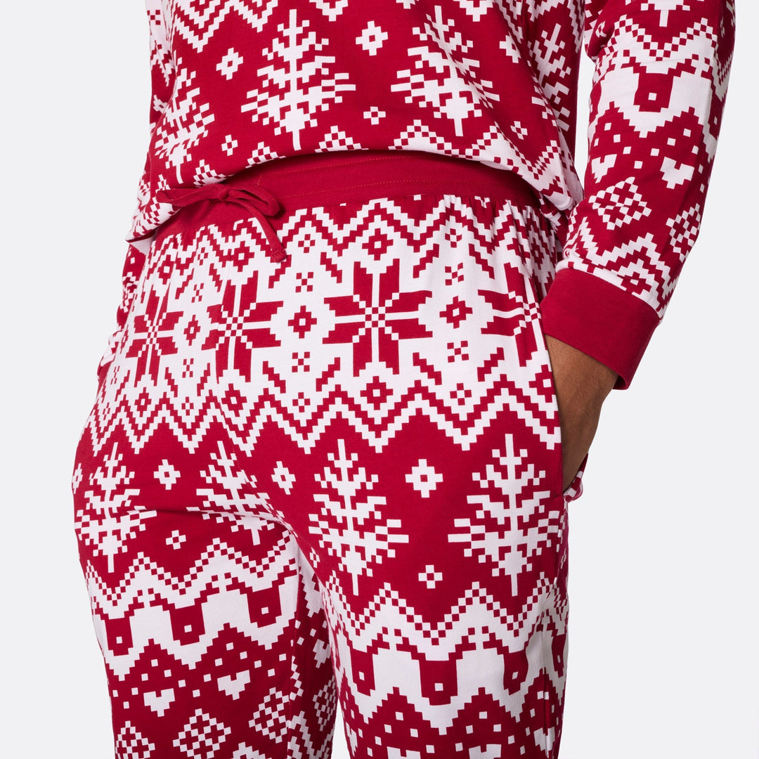 Roter Winter Strickmuster Weihnachtspyjama Familie