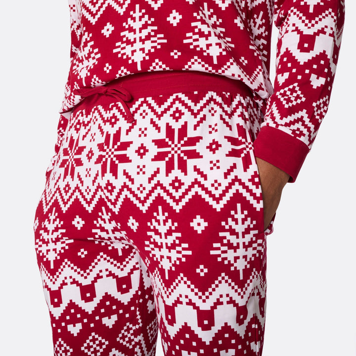 Roter Winter Strickmuster Weihnachtspyjama Familie