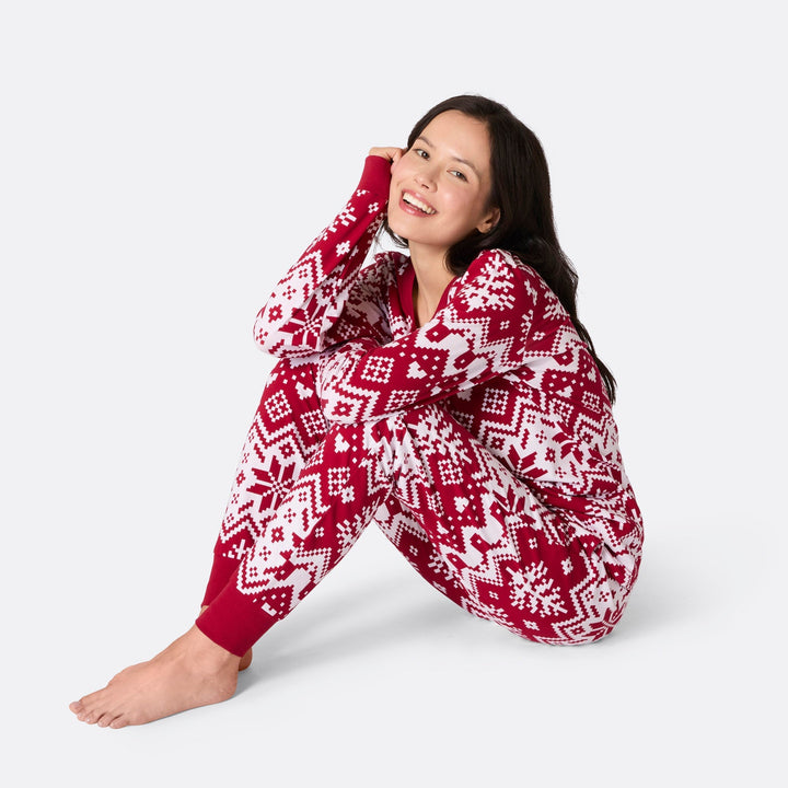 Roter Winter Strickmuster Weihnachtspyjama Familie