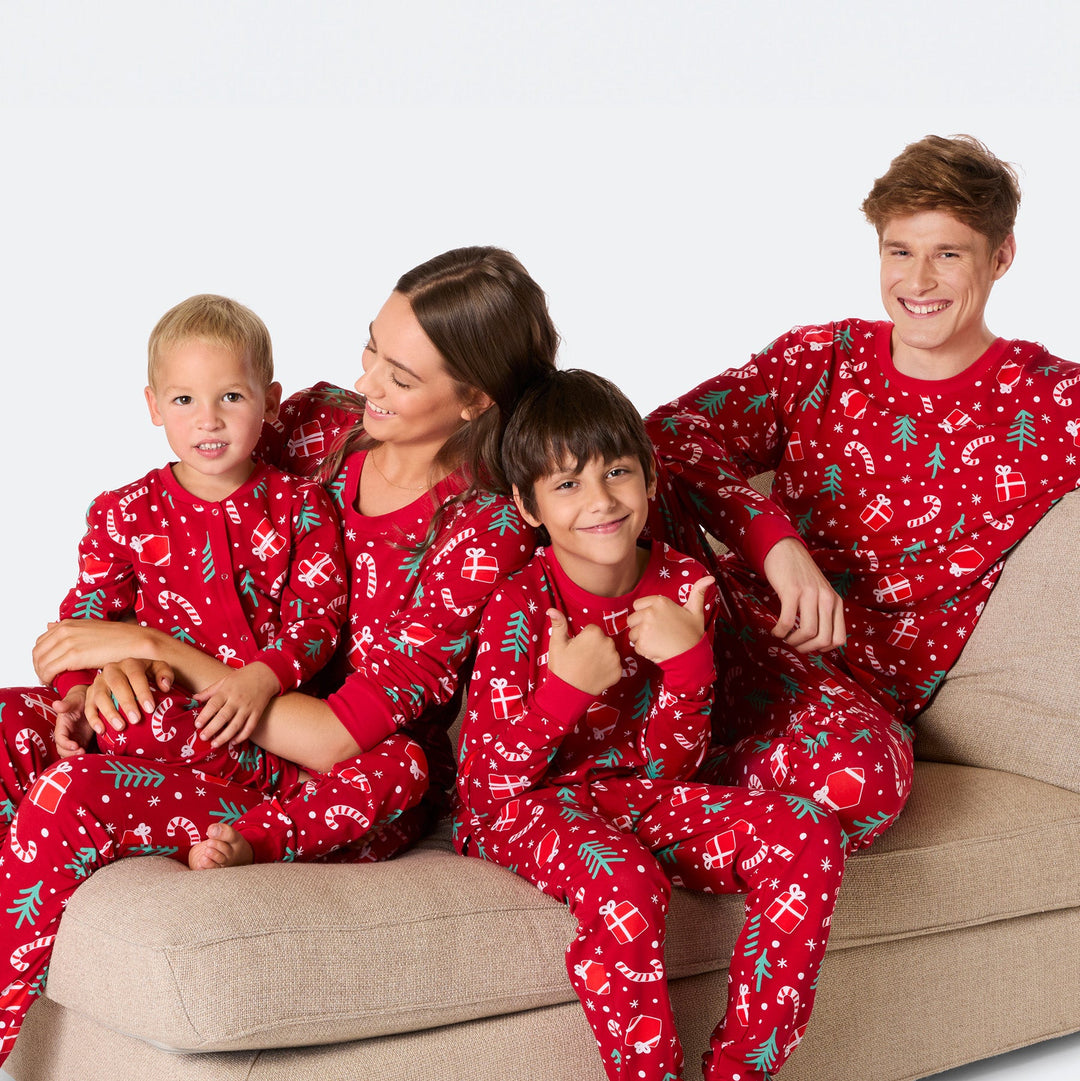 Rotes Weihnachtsmuster Weihnachtspyjama Kinder