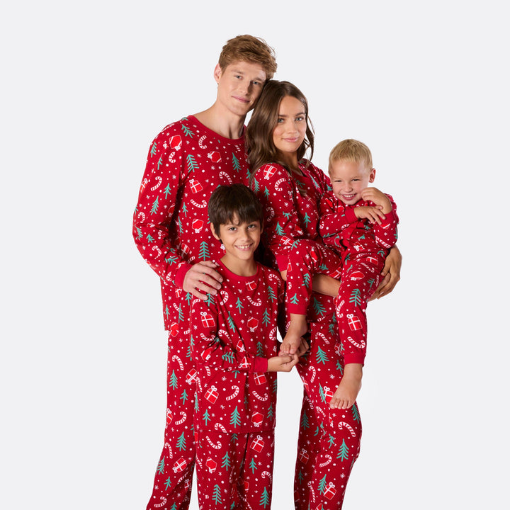 Rotes Weihnachtsmuster Weihnachtspyjama Kinder
