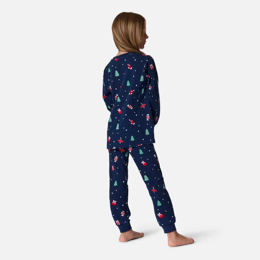 Blauer Weihnachtsschmuck-Weihnachtspyjama Kinder