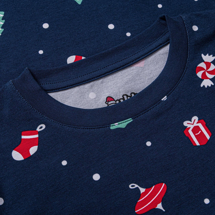 Blauer Weihnachtsschmuck-Weihnachtspyjama Kinder