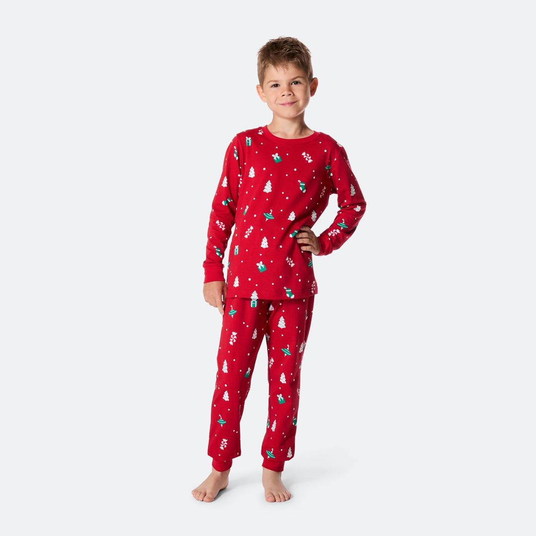 Roter Weihnachtsschmuck-Weihnachtspyjama Kinder