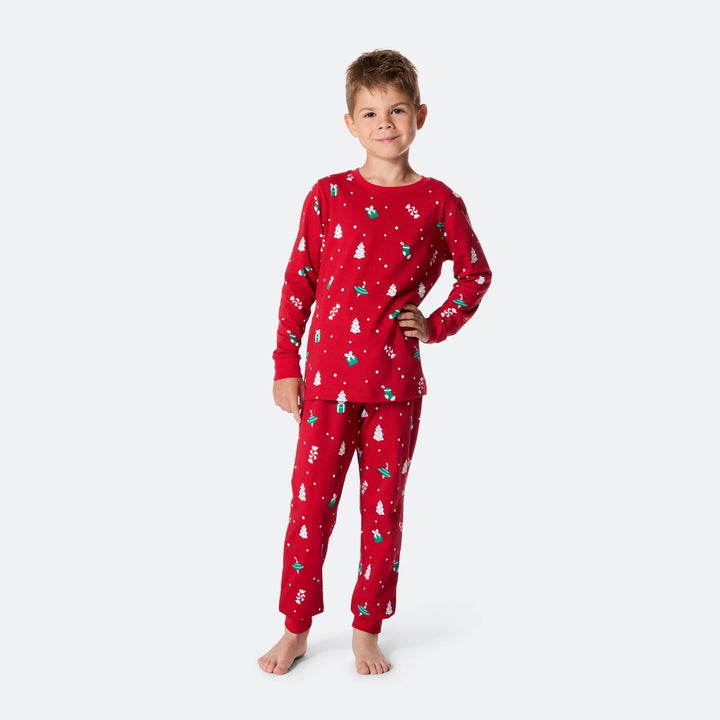 Roter Weihnachtsschmuck-Weihnachtspyjama Kinder