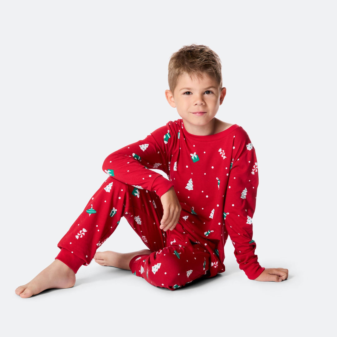 Roter Weihnachtsschmuck-Weihnachtspyjama Kinder