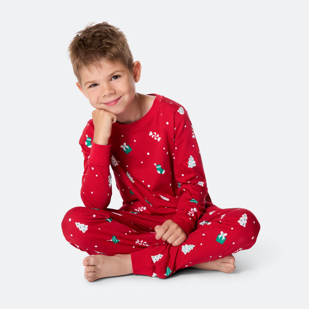 Roter Weihnachtsschmuck-Weihnachtspyjama Kinder