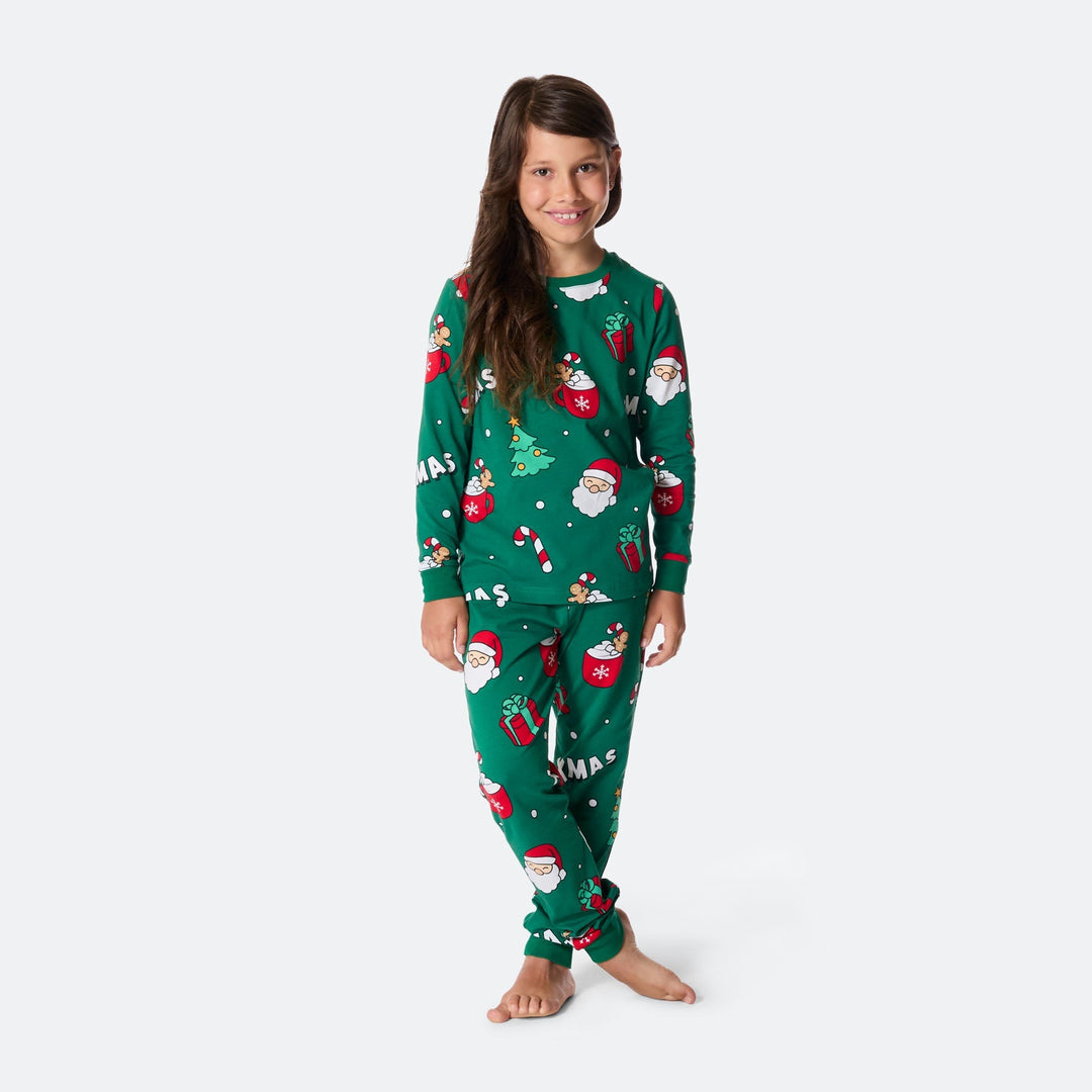 Grüner Xmas Weihnachtspyjama Kinder