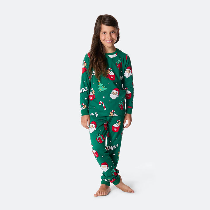 Grüner Xmas Weihnachtspyjama Kinder