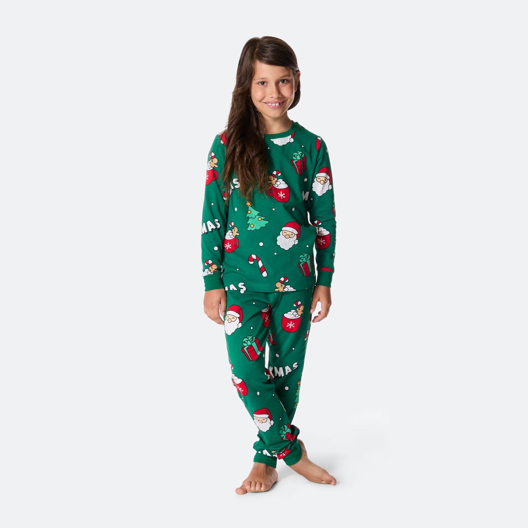 Grüner Xmas Weihnachtspyjama Kinder