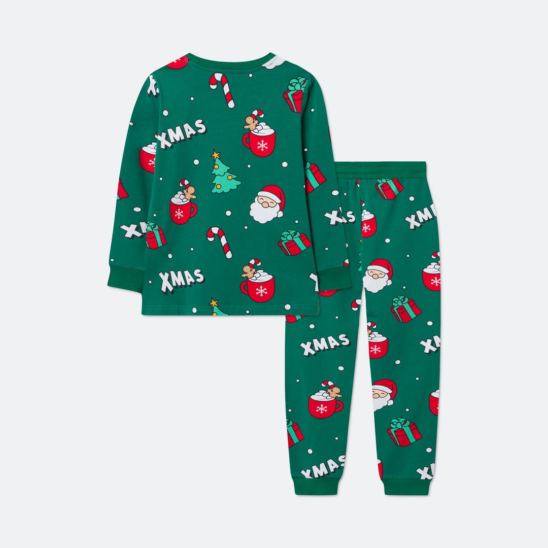 Grüner Xmas Weihnachtspyjama Kinder