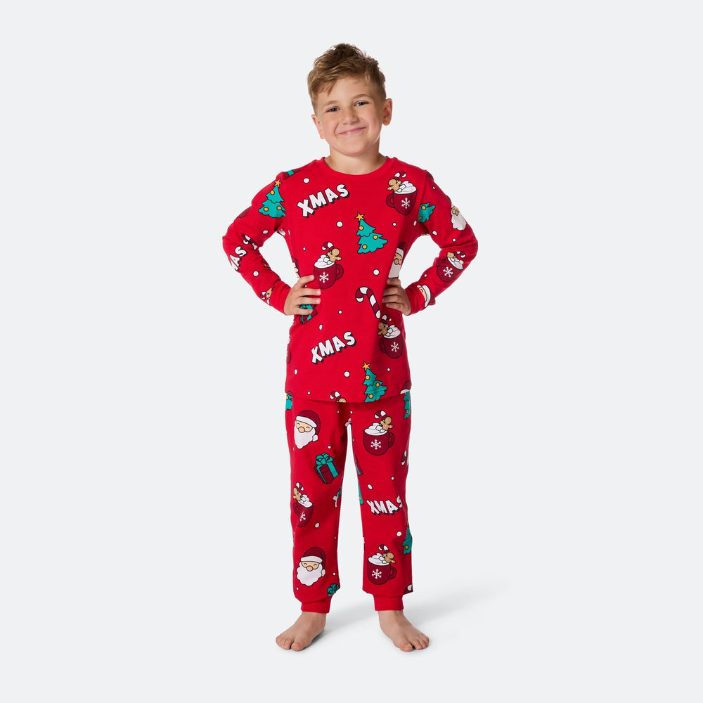 Roter Xmas Weihnachtspyjama Kinder