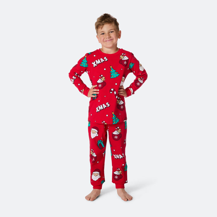 Roter Xmas Weihnachtspyjama Kinder
