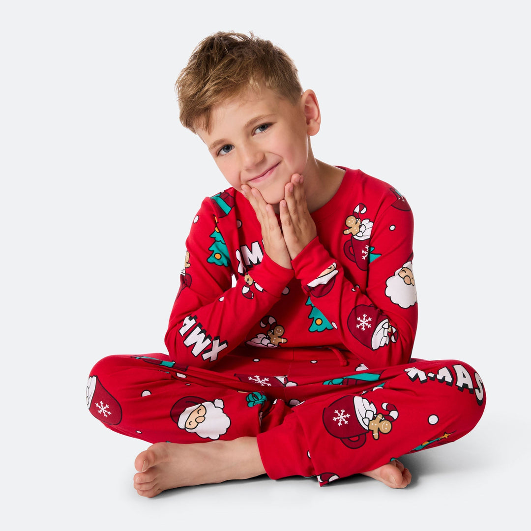 Roter Xmas Weihnachtspyjama Kinder