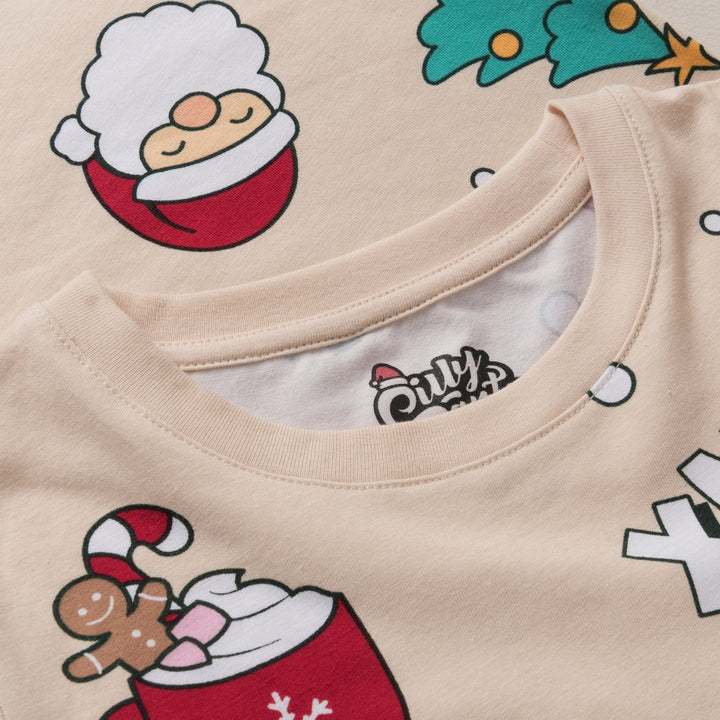 Beiger Xmas Weihnachtspyjama Kinder