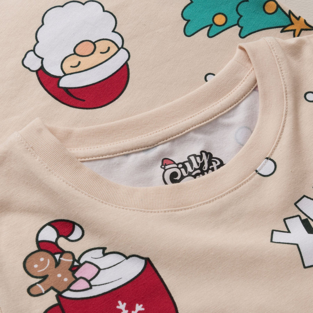 Beiger Xmas Weihnachtspyjama Kinder
