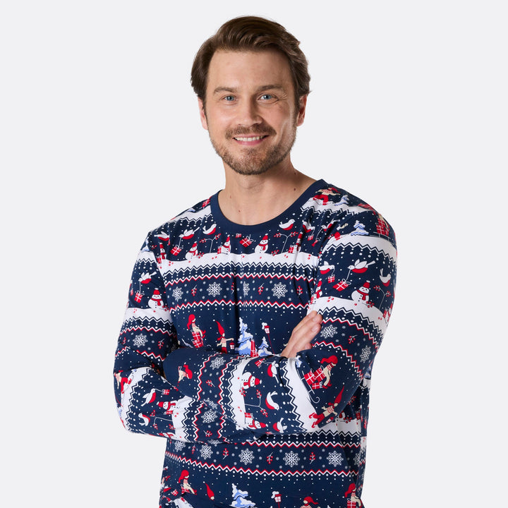 Weihnachtslandschaft Weihnachtspyjama Herren