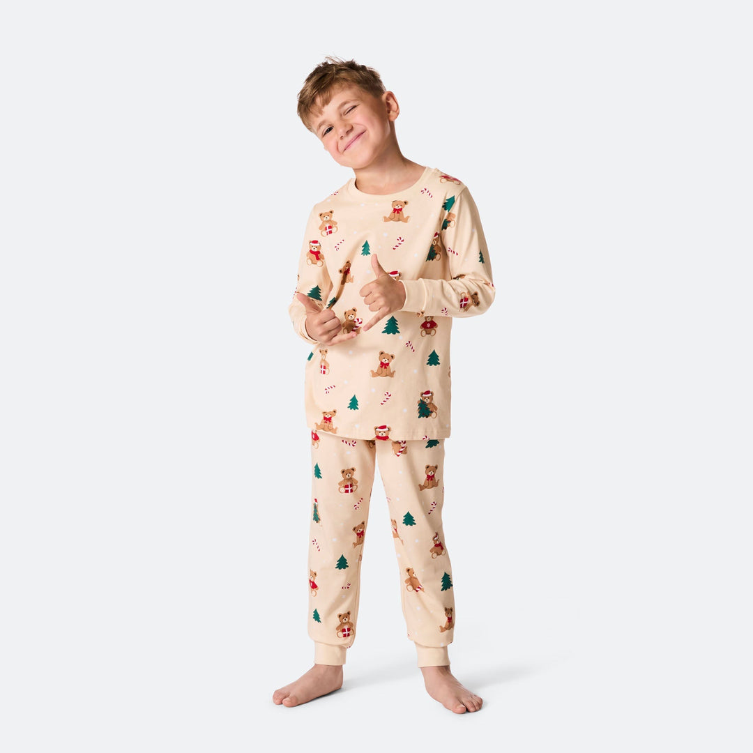 Beiger Teddybär Weihnachtspyjama Kinder