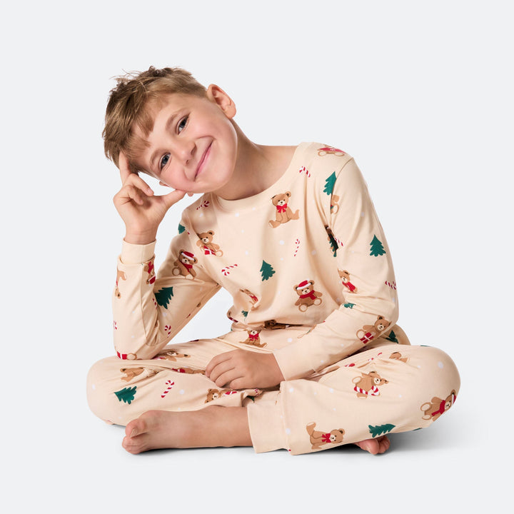 Beiger Teddybär Weihnachtspyjama Kinder