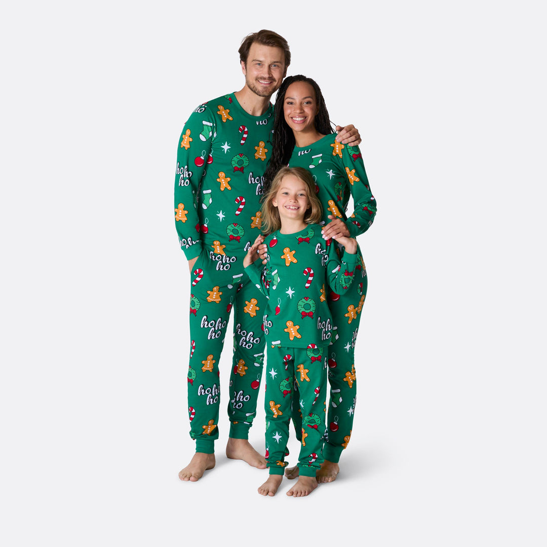 Grüner Hohoho Overall Weihnachtspyjama Kinder