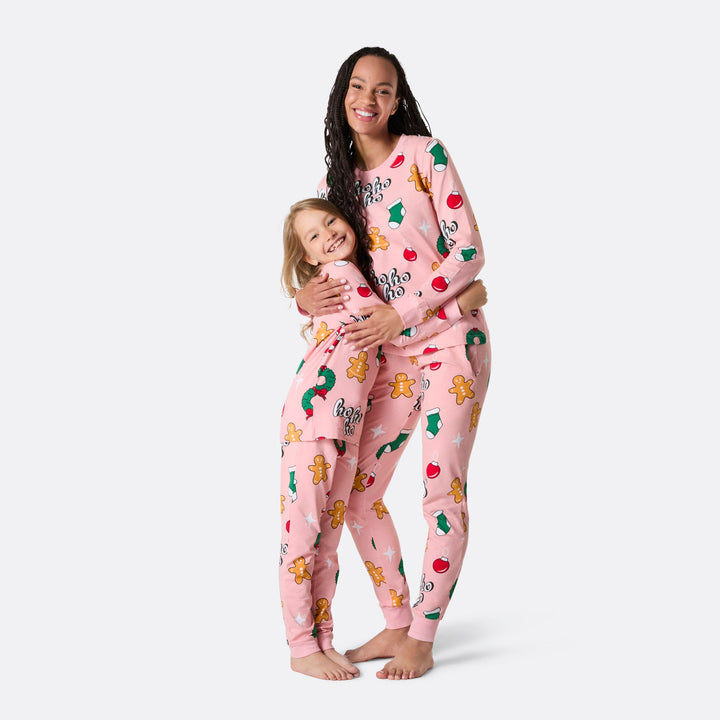 Rosa Hohoho Weihnachtspyjama Kinder