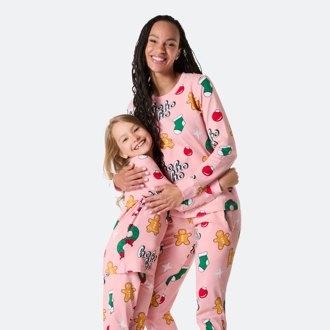 Rosa Hohoho Weihnachtspyjama Familie