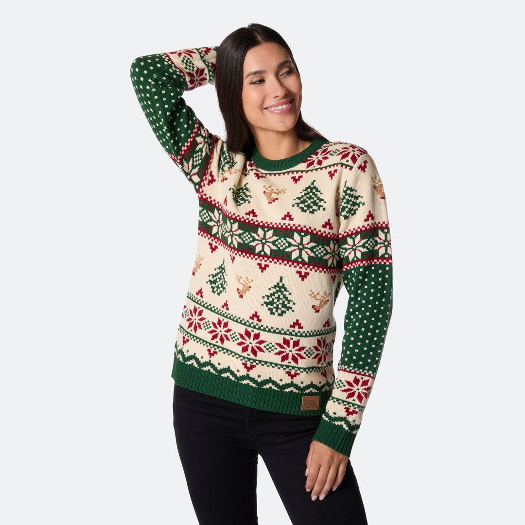 Retro Weihnachtsbaum Weihnachtspullover Damen