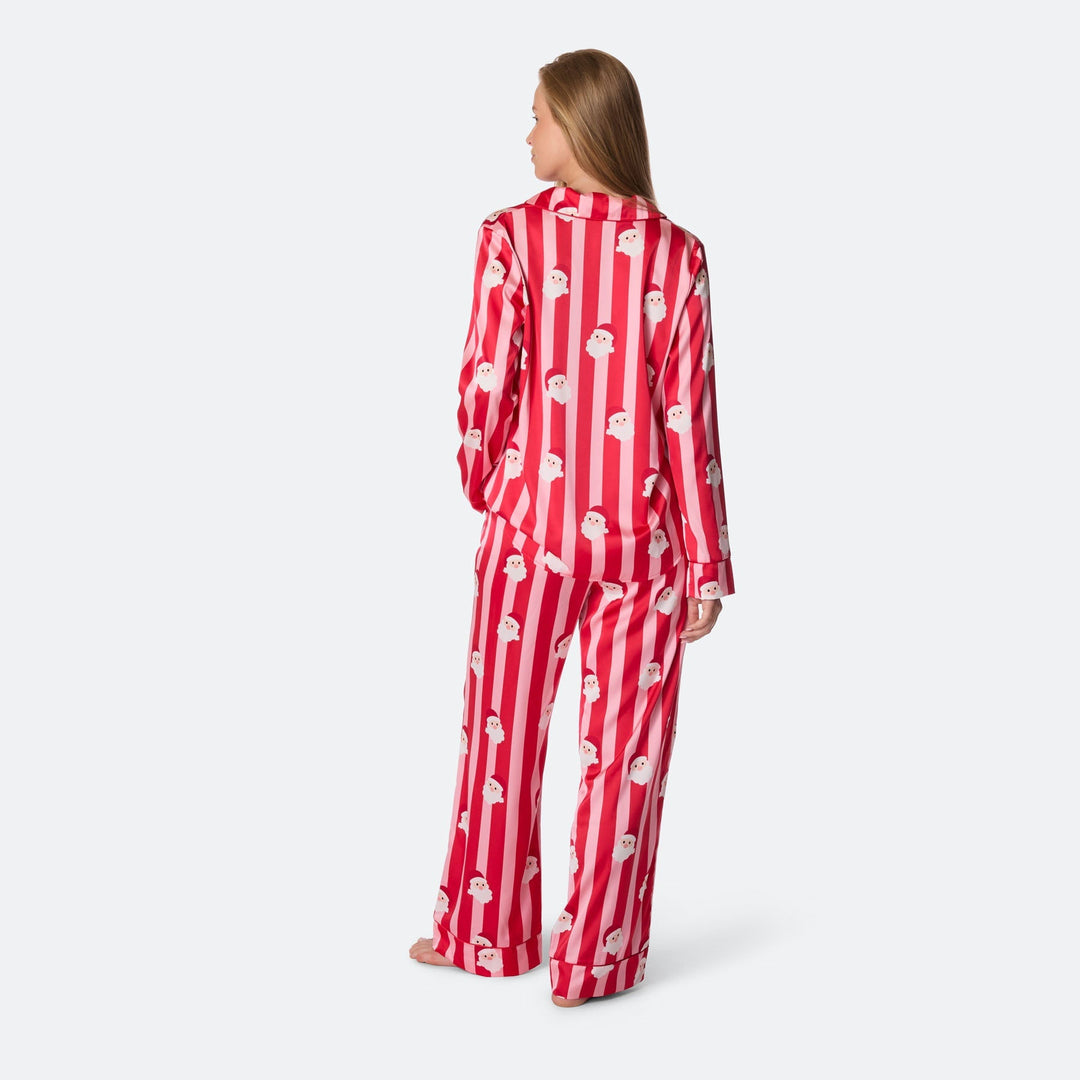 Gestreifter Satin Weihnachtspyjama Damen