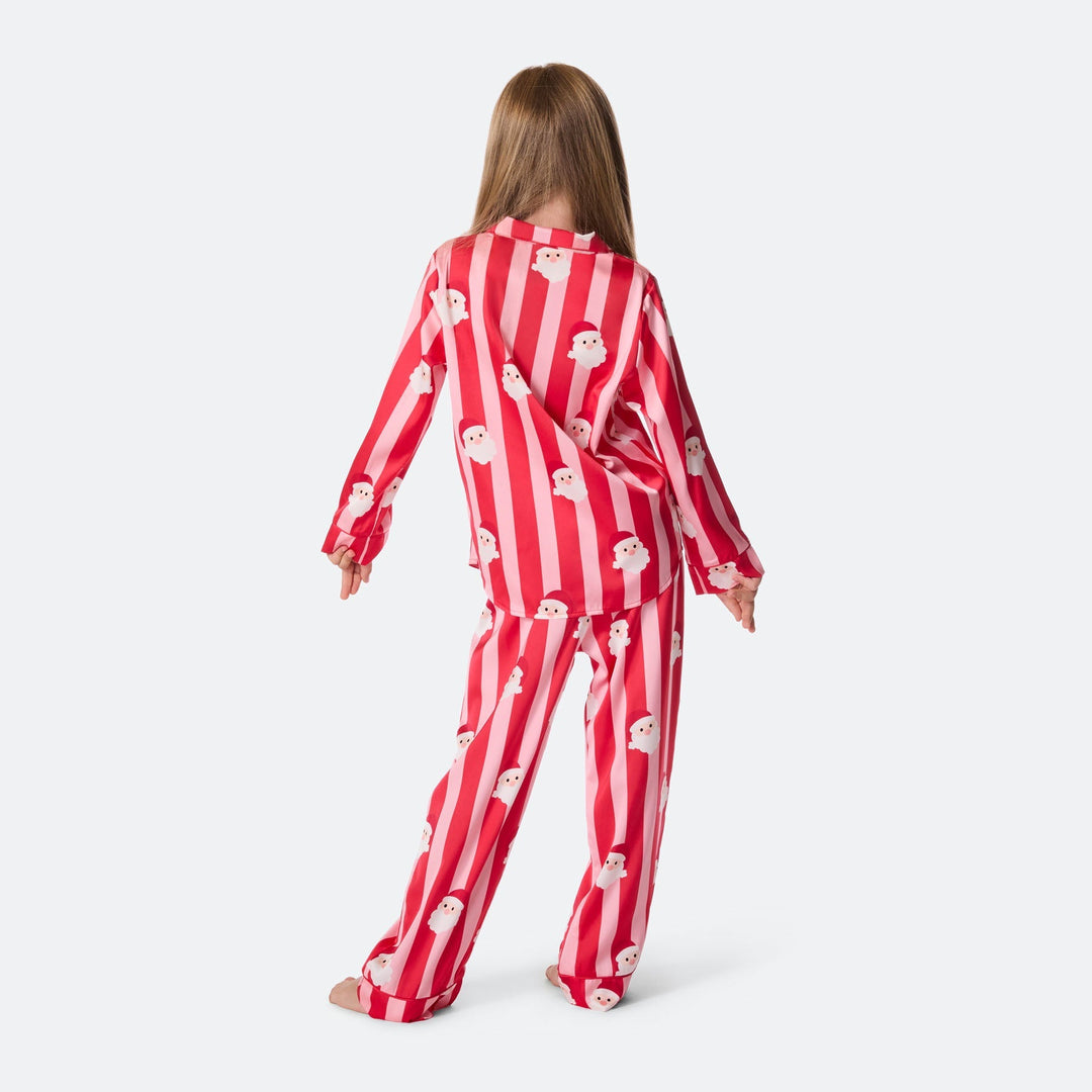 Gestreifter Satin Weihnachtspyjama Kinder