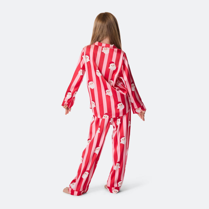 Gestreifter Satin Weihnachtspyjama Kinder